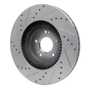 Genesis G80 Brake Rotor (1) - Front Right - R1 Concepts - Drilled & Slotted - Silver - `11-`17